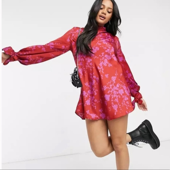 Free People Dresses & Skirts - Free People Red Romantic Combo Mini Dress Longslee